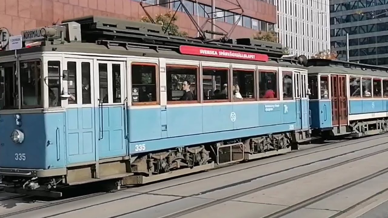 Tram Traffic in Stockholm, including Djurgårdslinjen route 7E