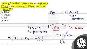 A solid \( A B \) has \( \mathrm{NaCl} \) type structure with edge length \( 580.4 \) \( \mathrm...