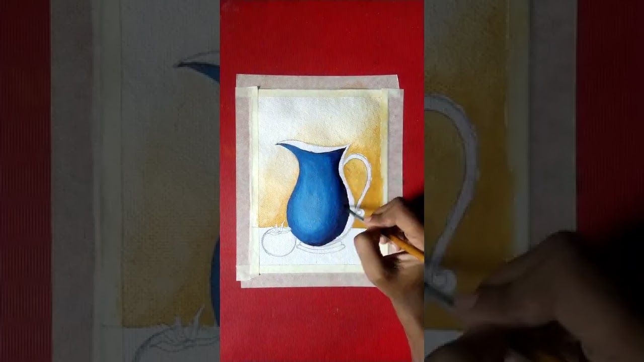 Beautiful still life drawing with Poster color 