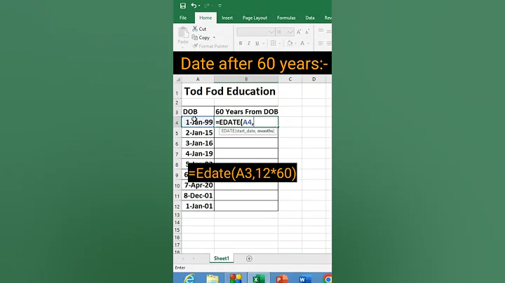 DOB Date after 60 years in #excel #msexcel #shorts #computer #education #tricks