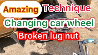 Amazing Skill of changing car wheel when lug nut can't be removed