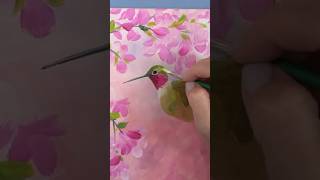 “How to Paint a Hummingbird” 🌸🌸🌸 full tutorial on my channel! 🥰 #art #shorts #birds