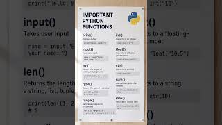 Top 10 Most Important Python Functions You Must Know! 🚀 | Python Tutorial for Beginners