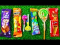 Satisfying video Asmr lollipops candy and mixi Pop rainbow candy unboxing cutting video asmr 🍭