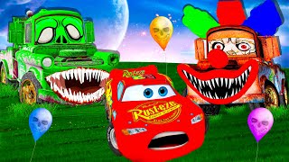 Lightning McQueen vs CLOWN MATER and ZOMBIE MATER Pixar cars SCARY STORIES in  BeamNG.drive