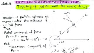 Unit-4|Dynamics|Trajectory of particle under the central force|VVI qsn Applied mechanics-II Dynamics