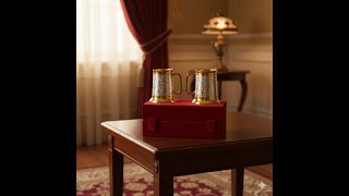 Brass 2 Mugs Set Gift Box