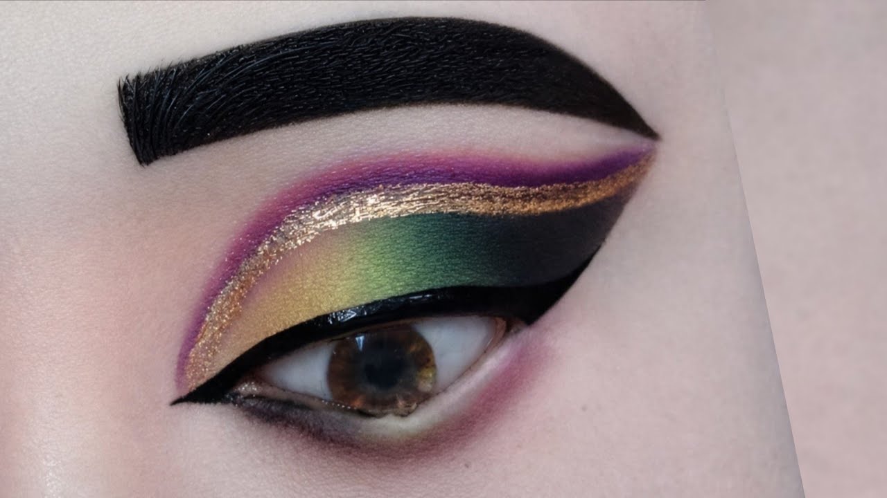Most Stunning Colorful Cut Crease Eye Makeup Tutorial | Glitter Gold & Bold Liner | Bridal Makeup 