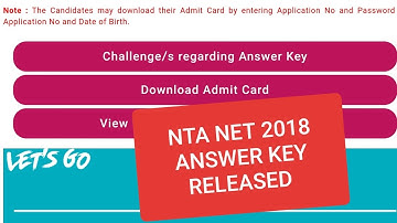 #NTANET #UGCNET Answers key RELEASED now Nta net 2018
