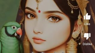 Radha Rani With Parrot Drawing With Pencil -Arts