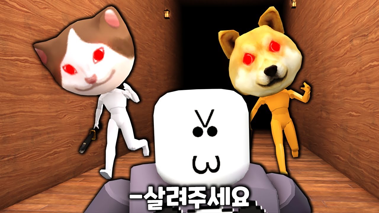 [로블록스] 공포의 고양이 강아지 빡빡이아저씨 노랑이에게서 도망치기!! ZOOO