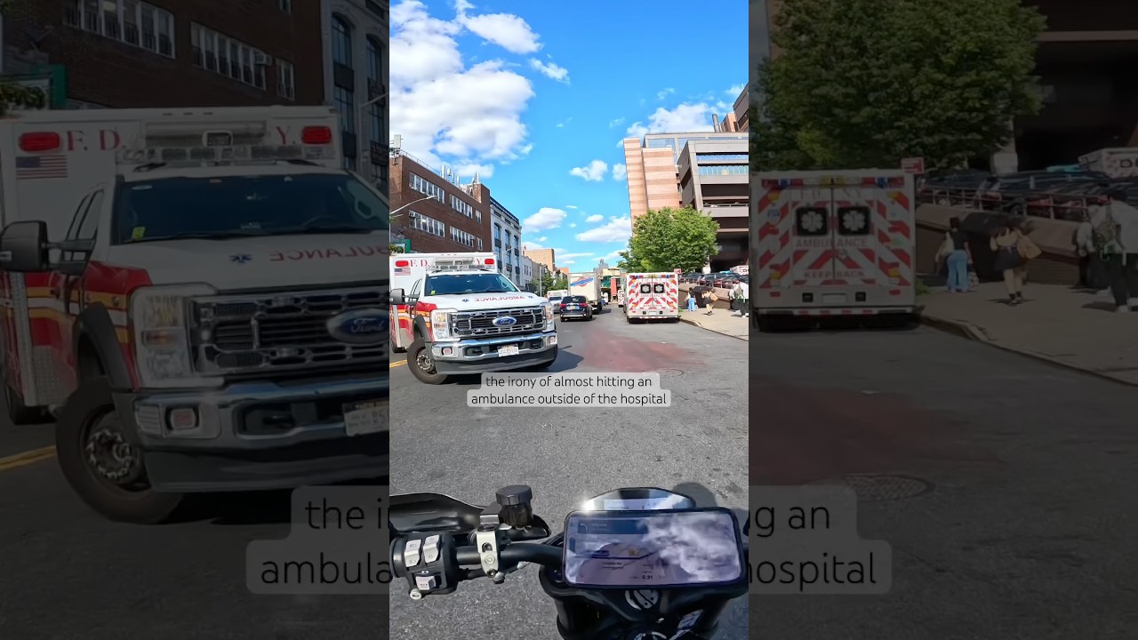 the irony of almost hitting an ambulance outside of a hospital