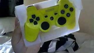 unboxing of yellow dual shock 3 ps3 controller