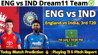 3rd T20-ENG vs IND Dream11 Team🏏 Today Match Prediction 🔥 | Playing 11 & Pitch Report | Fantasy Tips screenshot 3