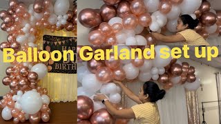 How to: ROSE GOLD WALL BALLOON GARLAND SET UP | BALLOON DECORATION IDEAS | DIY TUTORIAL
