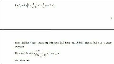 Maxima Program to test the behaviour of an infinite series