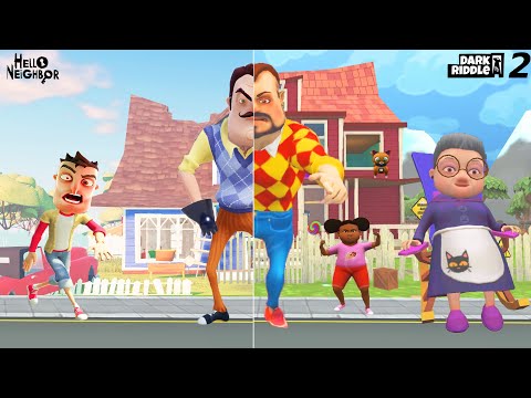 EFSANE ADAMLAR KAFA KAFAYA 😱 Dark Riddle 2 VS Hello Neighbor