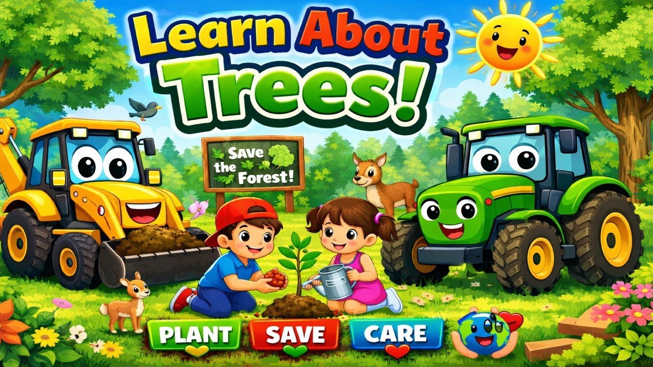 JCB and Tractor Teach Kids About Trees 🌳 | Tree Plantation, Save Forests & Nature Learning Story