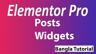 Elementor Pro Widgets - Posts Widget for Elementor Pro | How To Use  Elementor Pro Bangla Tutorial