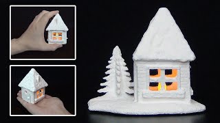 DIY Christmas house using a styrofoam tray | How to make a Christmas house | A simple house
