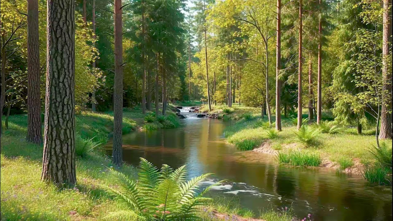 Gentle River Sound for Deep Sleep Flow White Noise Meditation Natural Forest Ambience