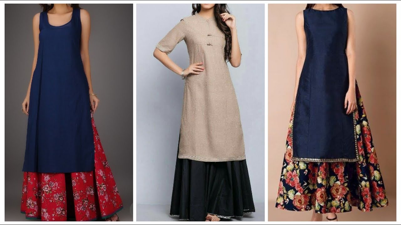 Long kurti with skirt party wear,plain kurti with skirt,floral print long  skirt - HOW TO STYLE SIMPLE KURTI