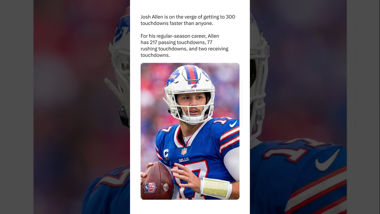 Josh Allen is on the verge of getting to 300 touchdowns faster than anyone