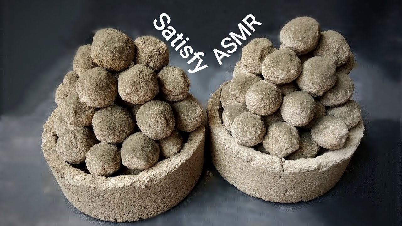 ASMR - dusty cement small balls crumbling in water (do subscribe ) - cement crumbles - satisfy ASMR