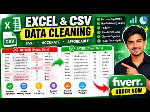 Excel & CSV Data Cleaning | Remove Duplicates, Fix Errors & Organize Data