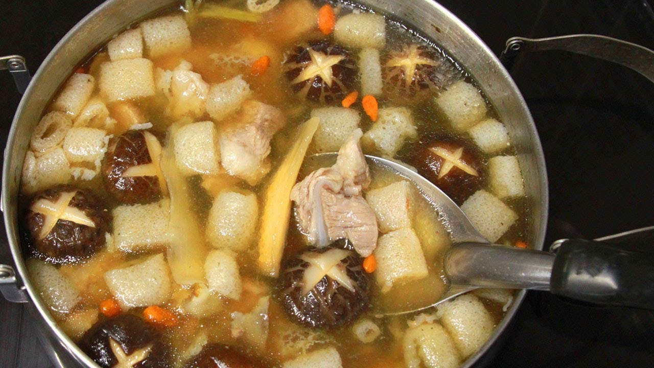 ซุปเยื่อไผ่(สด)ตุ๋นยาจีน Bamboo Mushroom Soup กระดูกอ่อน เห็ดหอมสด l กินได้อร่อยด้วย