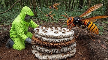 Discovery of a Giant Bee Hive Inside the Mountain - Opening the Earth Wall, Removing the Safe Nest