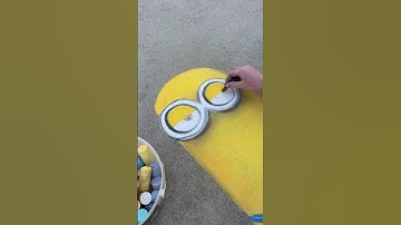 Drawing Kevin from the Minions in sidewalk chalk!