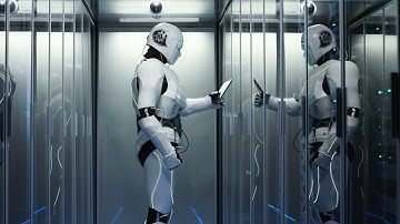 Free 4K Ultra HD Video Templates: Humanoid Robot Checking Servers In A Data Center