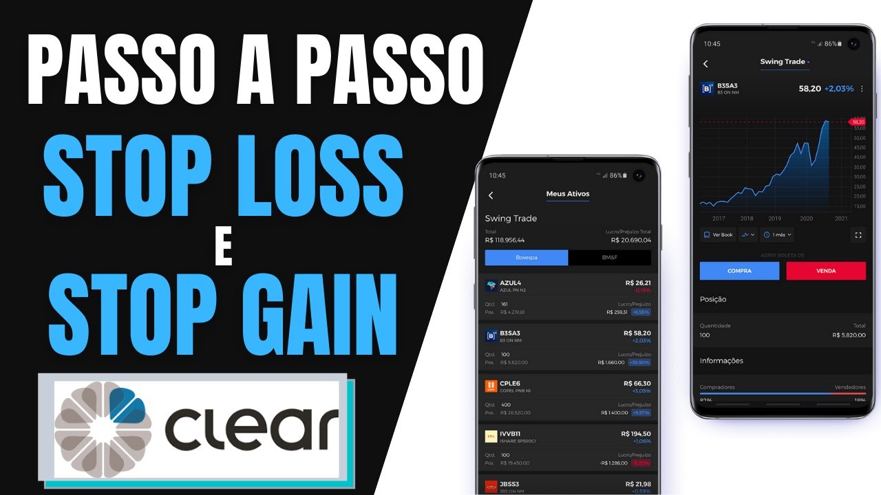 COMO CRIAR STOP LOSS e STOP GAIN | AÇÃO / FII (CORRETORA CLEAR) | PASSO ...