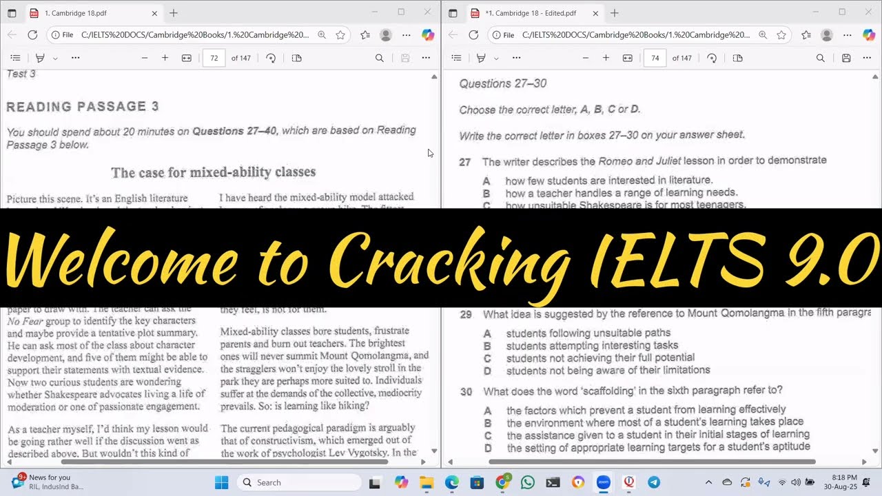 IELTS 18 Academic Reading answers with logical explanation | The Case for Mixed-ability Classes