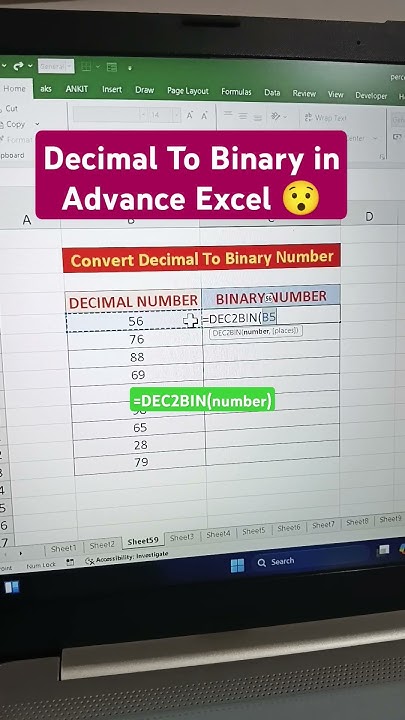 Convert Decimal to Binary in Ms Excel 😯#excel #exceltips #shorts # ...