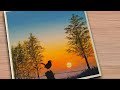 Tutorial Pintar Paisaje De Atardecer Y Gorjeo De Ave En Acrilico