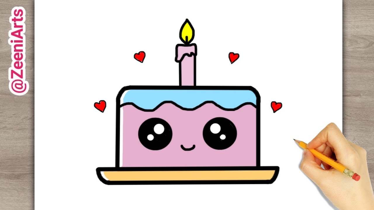 How To Draw A Cute Birthday Cake - Easy Step-by-Step - YouTube