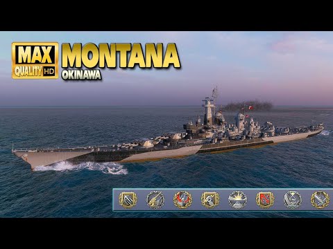 Battleship Montana hits hard on map Okinawa - World of Warships