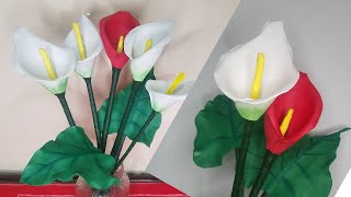 Como hacer una flor ALCATRAZ,  CALA O LIRIO DE AGUA con foami