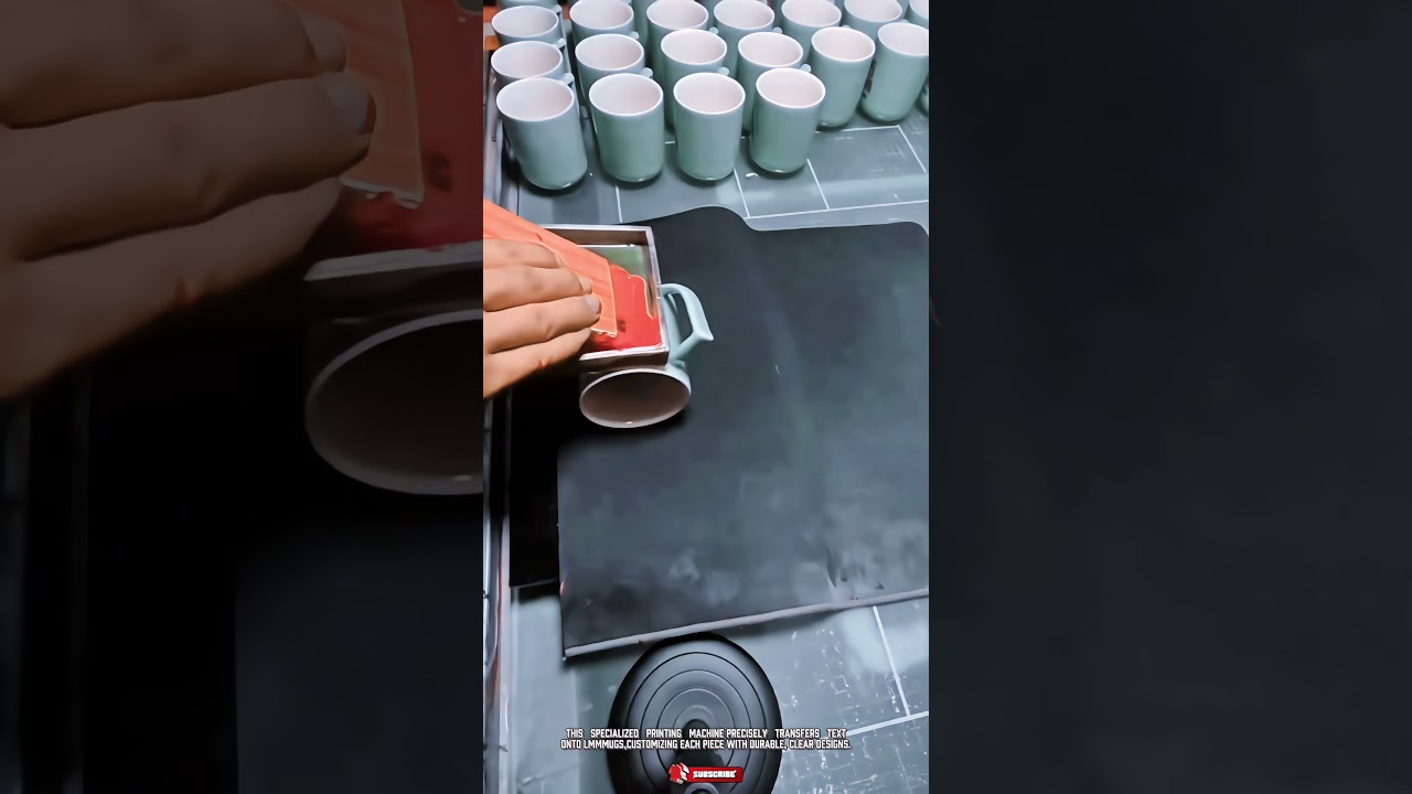 Manual tool for screen printing mugs 