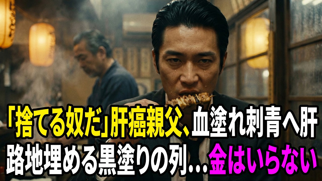 【感動する話】「食え。捨てるやつだ、金はいらない。」―末期の肝癌の焼鳥親父が血まみれの刺青ヤクザに肝串をタダで出した…そして路地に黒塗りの列が…