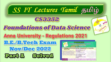 CS3352 Foundations of Data Science 2024 Anna University Solved #datascience #Solved #universityexam
