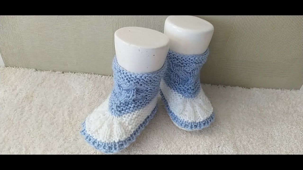 Пинеточки для мальчика.  Еinfache Booties für ein Neugeborenes gestrickt