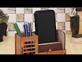 1 Pc Mobile Holder Wooden Desk Organizer