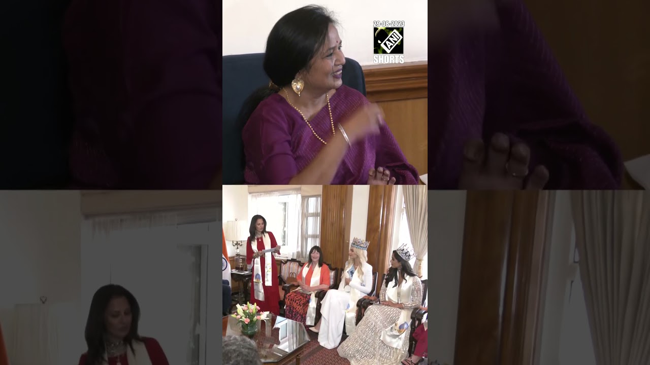 Miss World Karolina Bielawska meets Delhi LG Vinai Kumar Saxena