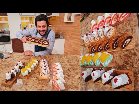 المطعم مع الشيف محمد حامد سويسرول الكريمة سويسرول الشوكولاتة سويسرول المربى سويسرول اللوتس 