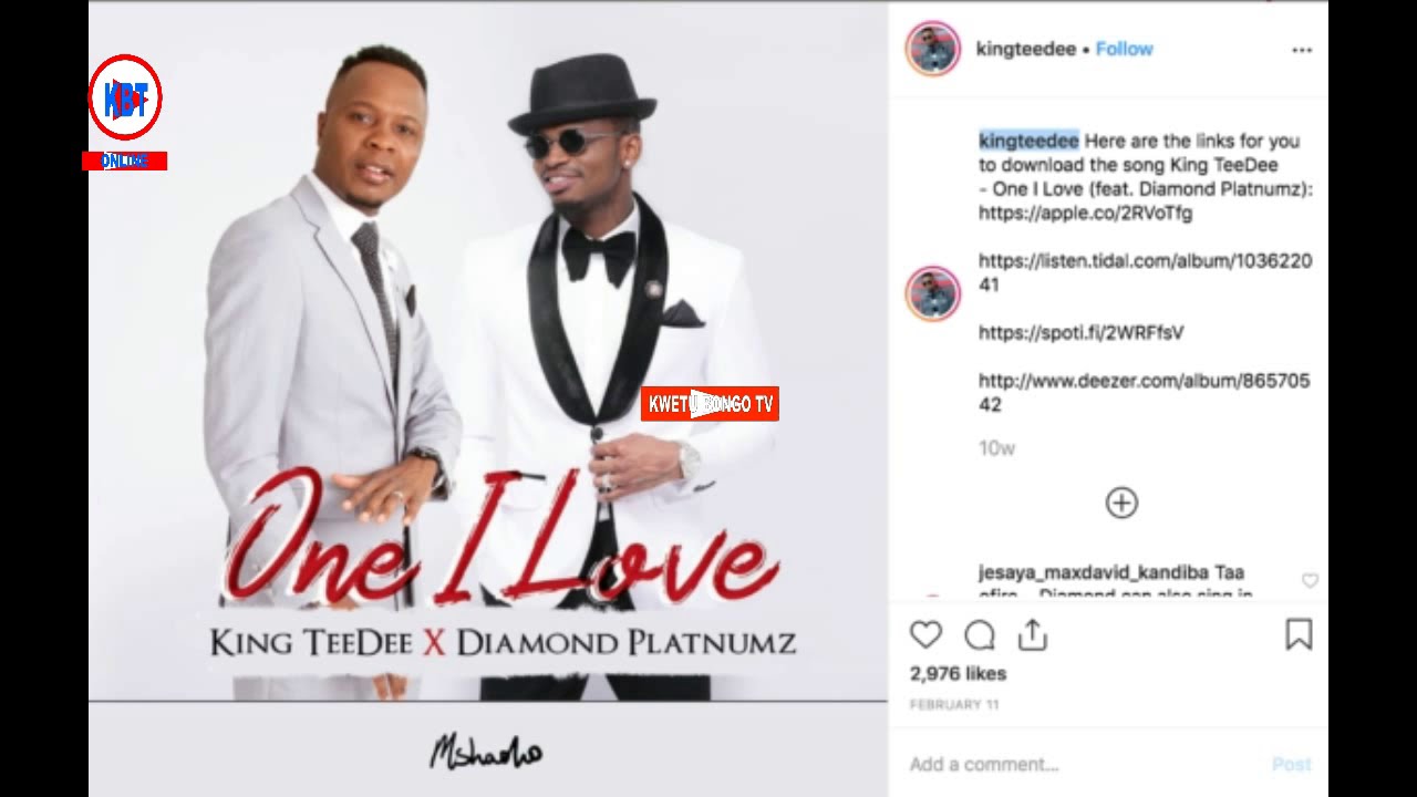 KING TEE DEE FT DIAMOND PLATNUMZTHE ONE I LOVE (OFFICIAL AUDIO MUSIC