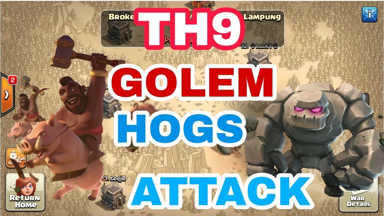 CLASH OF CLANS - (GOHO) Town Hall 9 hogs attack strategy.