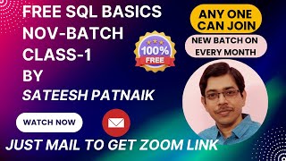 SQL Basics Class 1 | Nov Batch | How To Create Database | How To Create Table |Sateesh Patnaik Vizag